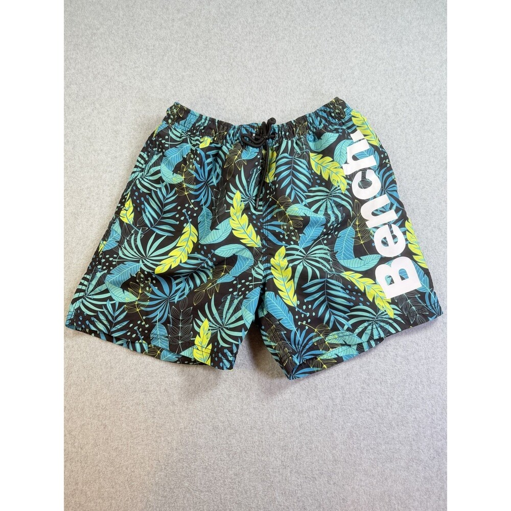 Bench Men's Swim Trunks Board Shorts M EU 50 Tropical Leaf Print Black Blue